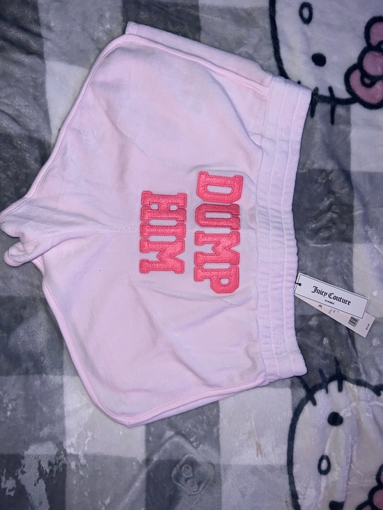 Juicy Couture Pants - Juicy Couture Light Pink Shorts with Hot Pink 'DUMP HIM' Embroidery